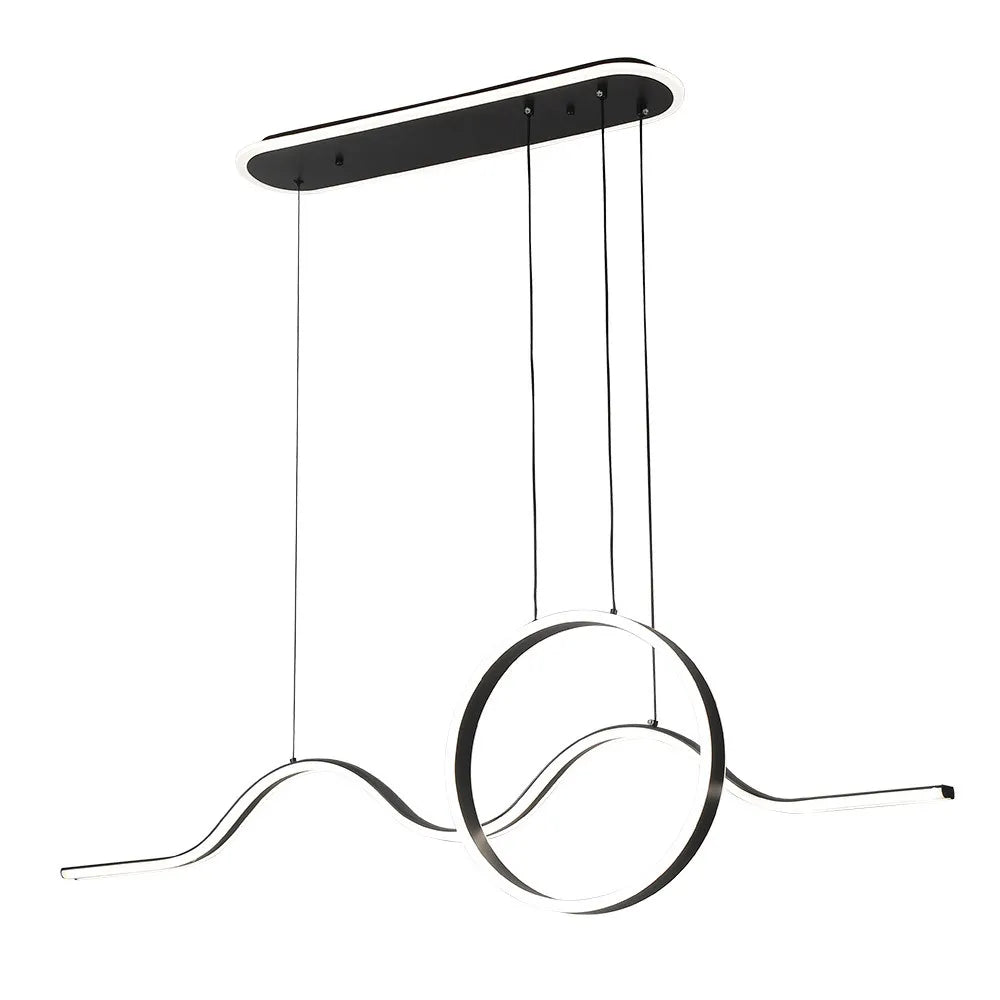 Lámpara Colgante Year Negro 177w 3000-4000-6000k 15756lm C/luz Ambiente Remoto Y Regulación de intensidad Regx120x15cm
