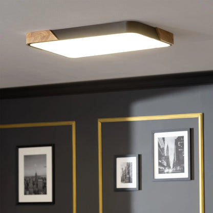 Plafón LED 30W Rectangular Madera y Metal 625x425 mm CCT Seleccionable Semi-Dari