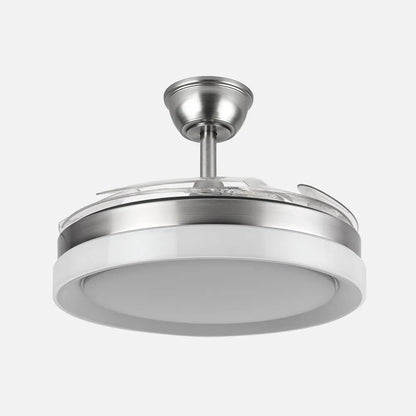 Ventilador de techo retráctil DC Zenit Níquel 59w 4 aspas despegables 107d 6980lm 6 velocidades 3000k,4000k,6000k, Control Remoto+regulación de intensidad+temporizador+memoria