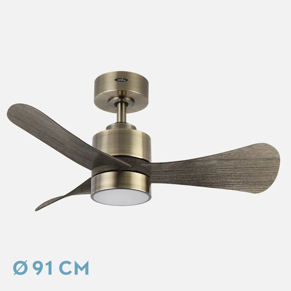Ventilador de techo DC Zepelin 18w 1900lm Cuero/roble 3 aspas 91 de diámetro 3000-4000-6500k, Control Remoto, memoria Y Temporizador