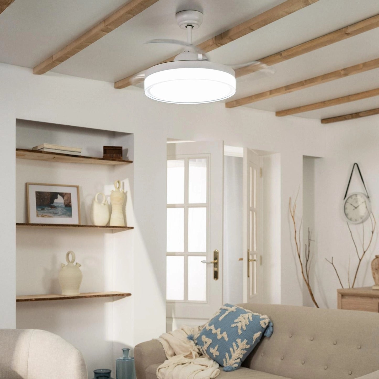 Ventilador de Techo Retráctil Silencioso Caicos Blanco 106cm Motor DC