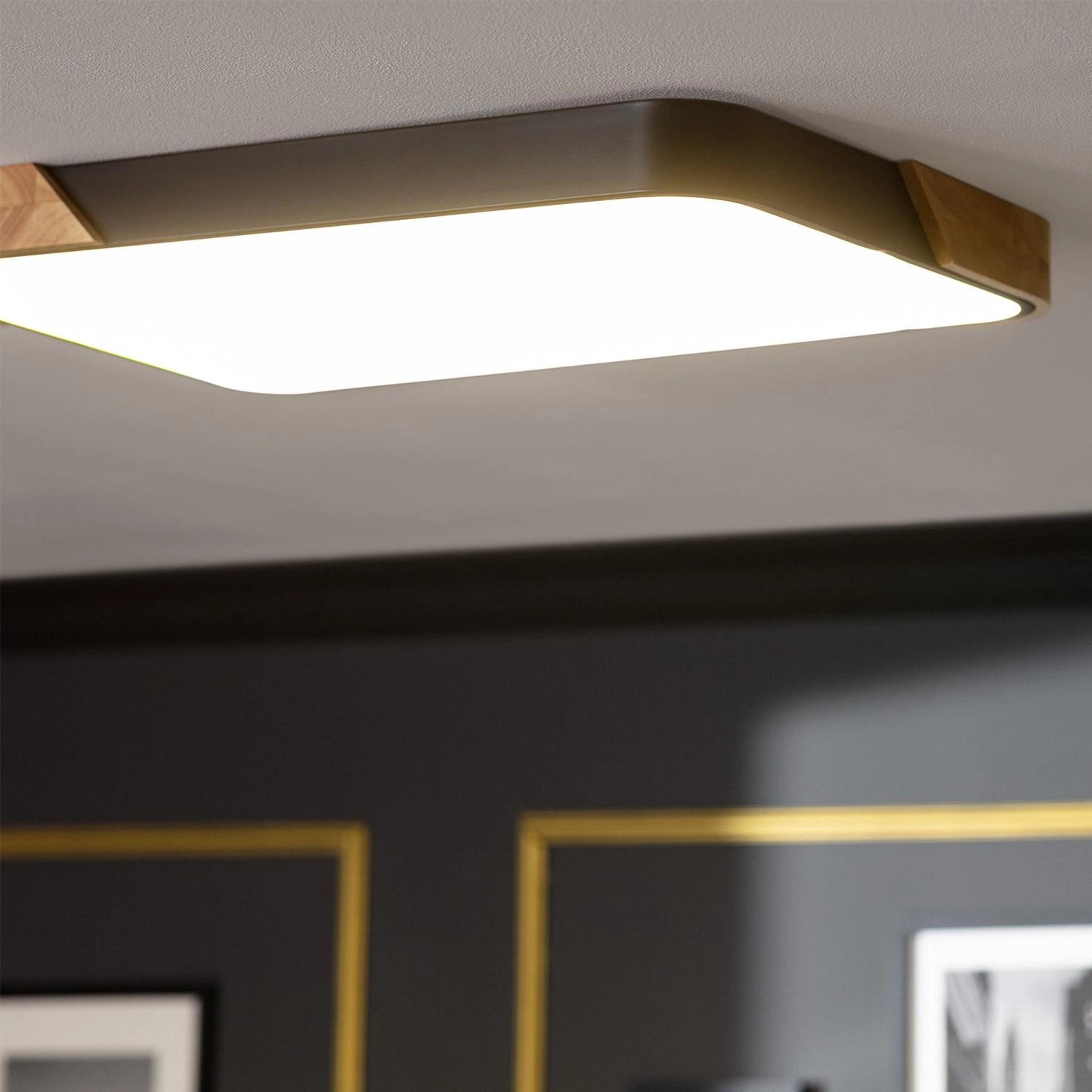 Plafón LED 30W Rectangular Madera y Metal 625x425 mm CCT Seleccionable Semi-Dari