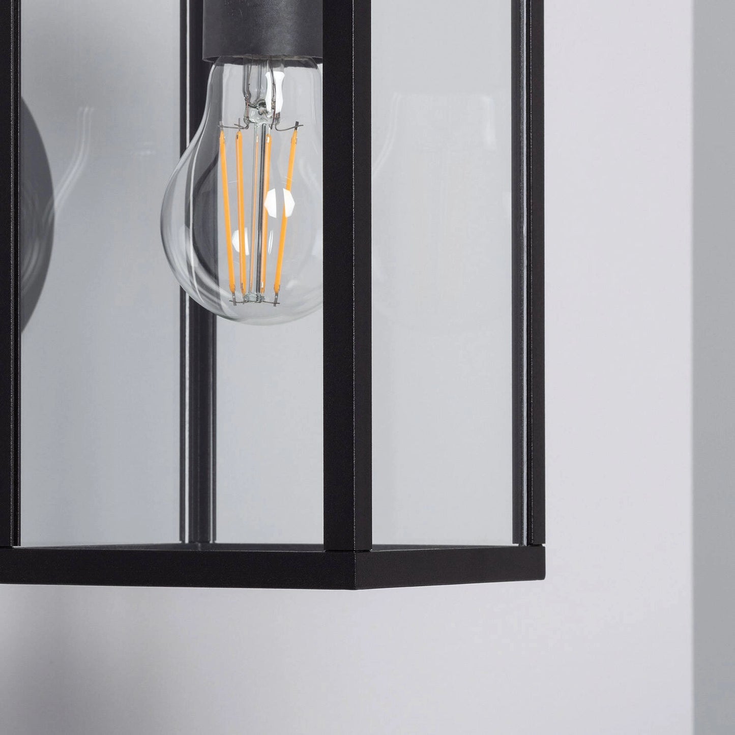 Lámpara de Pared Exterior de Aluminio y Cristal Brazo Superior Atrium Negro