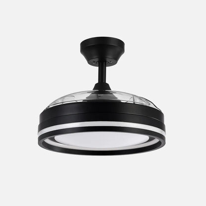 Ventilador de techo retráctil DC Cerrato Negro 72w 3 aspas Desplegables 107d 7200lm 6 velocidades 3000k,4000k,6000k, Control Remoto + temporizador + memoria