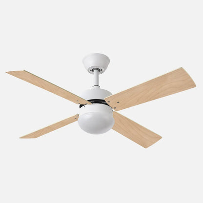 Ventilador de techo DC Sofia 2xe27 Blanco 4 Aspas Reversibles Blanca/haya 40x107 de diámetro, Control remoto Temporizador