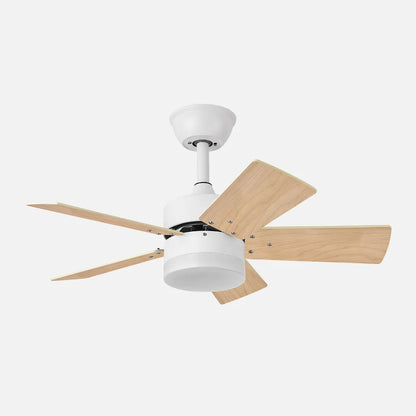 Ventilador de techo Dc Marta 36w Blanco 5 Aspas Reversibles Blanco/haya 41x76 diámetro 3060lm Control Remoto , Memoria Y Temporizador 3000k,4000k,6000k