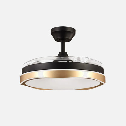 Ventilador de techo retráctil DC Blondi Negro/oro 72w 3 aspas 107d 7200lm 6 velocidades 3000k,4500k,6000k, Control Remoto + temporizador + memoria