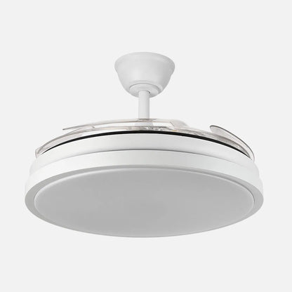 Ventilador retráctil DC Escorpion 59w Blanco 4 aspas desplegables 107d Regulación de intensidad 6980lm 3000-4000-6000k Remoto+ Temporizador+ Memoria