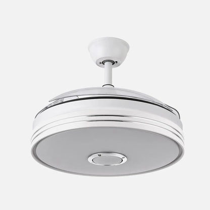 Ventilador de techo retráctil DC Matanuska 72w 6120lm Blanco, música Bluethooth 108 diámetro 3 Aspas Desplegables 6 Velocidades y 3 Colores