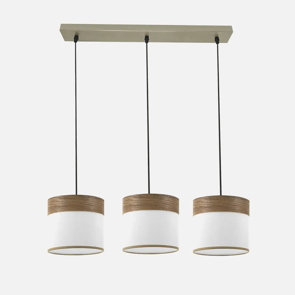 Lámpara de techo Regleta Cloe 3xe27 Cuero/blanca-madera Oscura Regulable x60x16 cm
