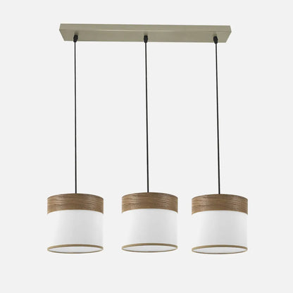 Lámpara de techo Regleta Cloe 3xe27 Cuero/blanca-madera Oscura Regulable x60x16 cm