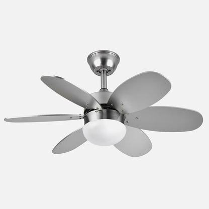 Ventilador Dc Alves 2 bombillas E27 Níquel 6 Aspas Reversibles Haya/plata 41x85 diámetro Control Remoto Y Temporizador