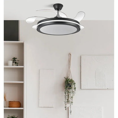 Ventilador de techo retráctil DC Esparta Maxi 80w 10255lm Negro 132d 5 aspas 3000-4000-6000k Control Remoto+temporizador+memoria