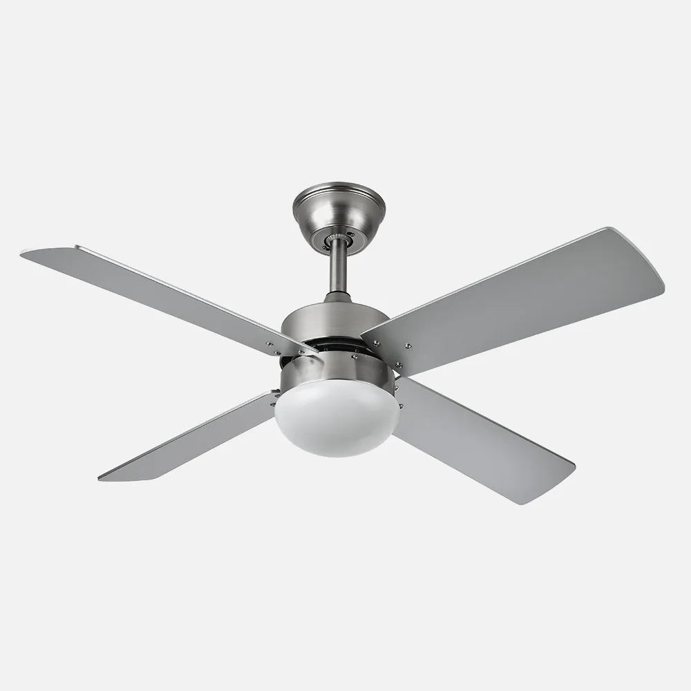 Ventilador de techo DC Sofia 2 bombillas E27 Níquel 4 Aspas Reversibles Haya/plata 40x107 de diámetro Control Remoto Temporizador