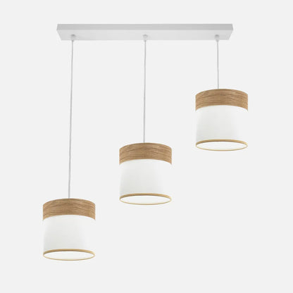Lámpara de techo Regleta Cloe 3xe27 Blanco/blanca-madera Clara Regulable x60x16 cm