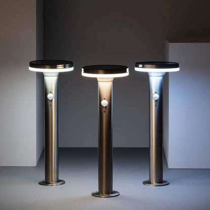 Baliza Solar Exterior LED 6W Superficie Pie 45cm con Detector de Movimiento Helios Inox