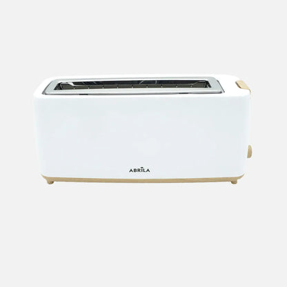 Abrila Tostador de Pan Yeltes 900w Blanco/haya, con 7 niveles de tostado, descongelación, apagado Automático, 1 ranura, recogemigas. 17x38x11,5cm