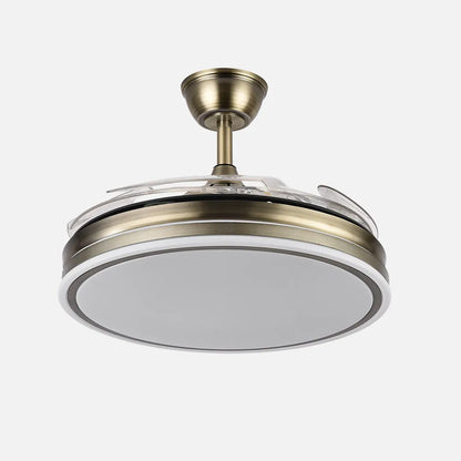 Ventilador de techo retráctil Bayomo 59w 6980lm Cuero 4 Aspas Desplegables 34,5/42x50/107d. 3 Colores DC. remoto + Regulación de Intensidad