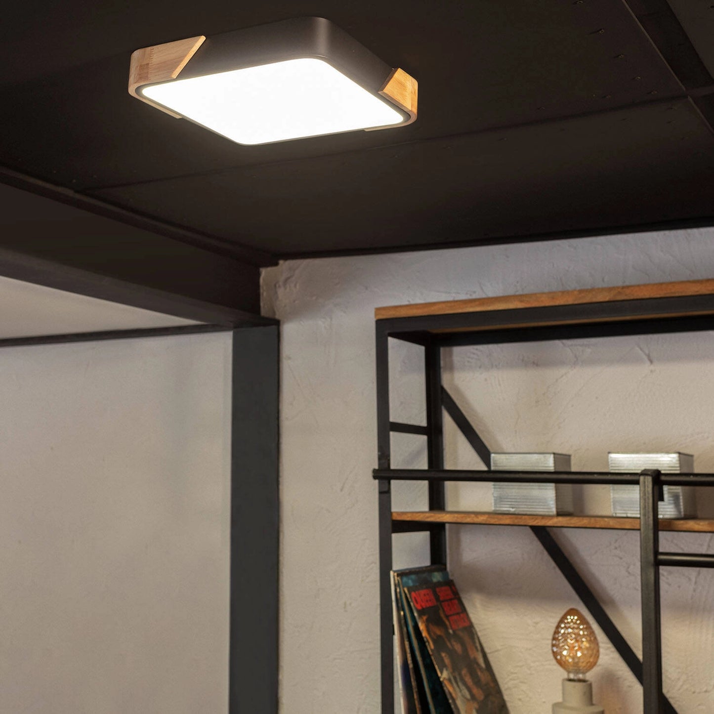 Plafón LED 18W Cuadrado Madera 325x325 mm CCT Seleccionable Semi-Dari