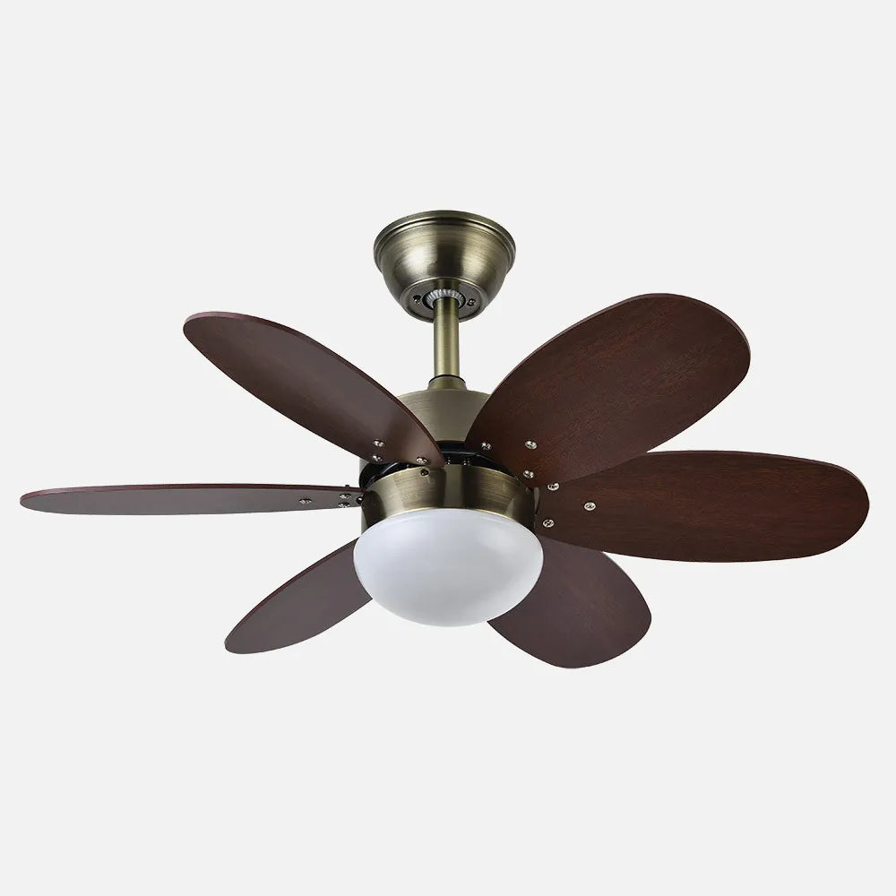 Ventilador de techo Dc Alves 2xe27 Cuero 6 Aspas Reversibles Cerezo/nogal 41x85 diámetro Control Remoto Y Temporizador
