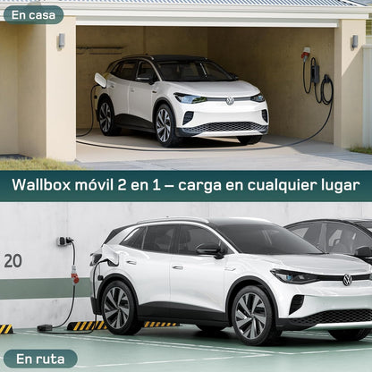 dé Mobile Wallbox 11kW con App, Cable de Carga Tipo 2 7 m, trifásico 6–16 A, Cargador para Coche eléctrico CEE 16A 400V con Potencia Ajustable, para ID.3/4/5/7, iX1, Model 3/Y y Otros EV/PHEV
