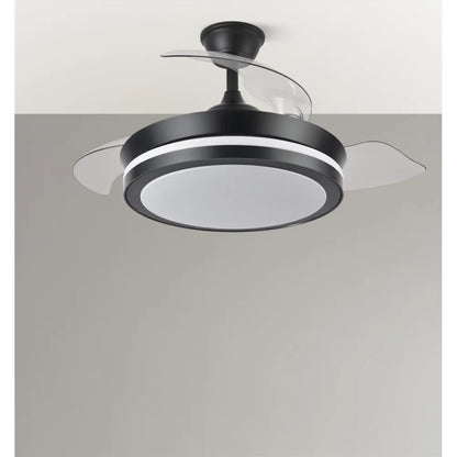 Ventilador de techo retráctil DC Esparta Negro Mini 59w 6980lm 91d 3 aspas 3000-4000-6000k Remoto+temporizador+memoria