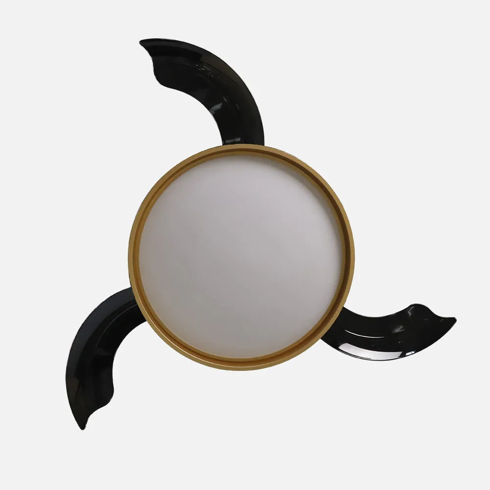 Ventilador de techo retráctil DC Mandarín Negro/oro 72w 3 aspas 108d Regulación de intensidad 7200lm 3000-4000-6500k Control Remoto + memoria + temporizador