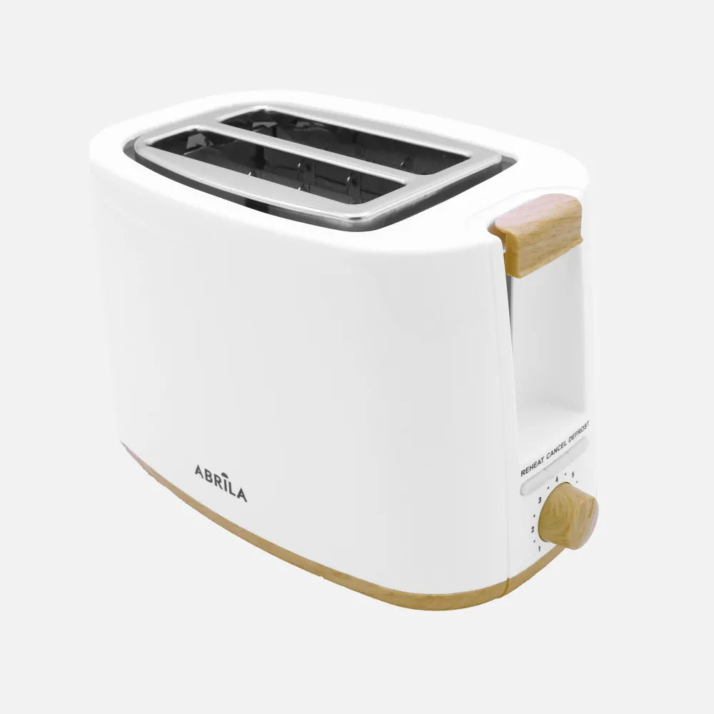 Abrila Tostador Pan Ulla 750w Blanco/haya con 7 niveles de tostado, descongelación, Apagado Automático, 2ranuras, recogemigas, 17x26,5x15cm