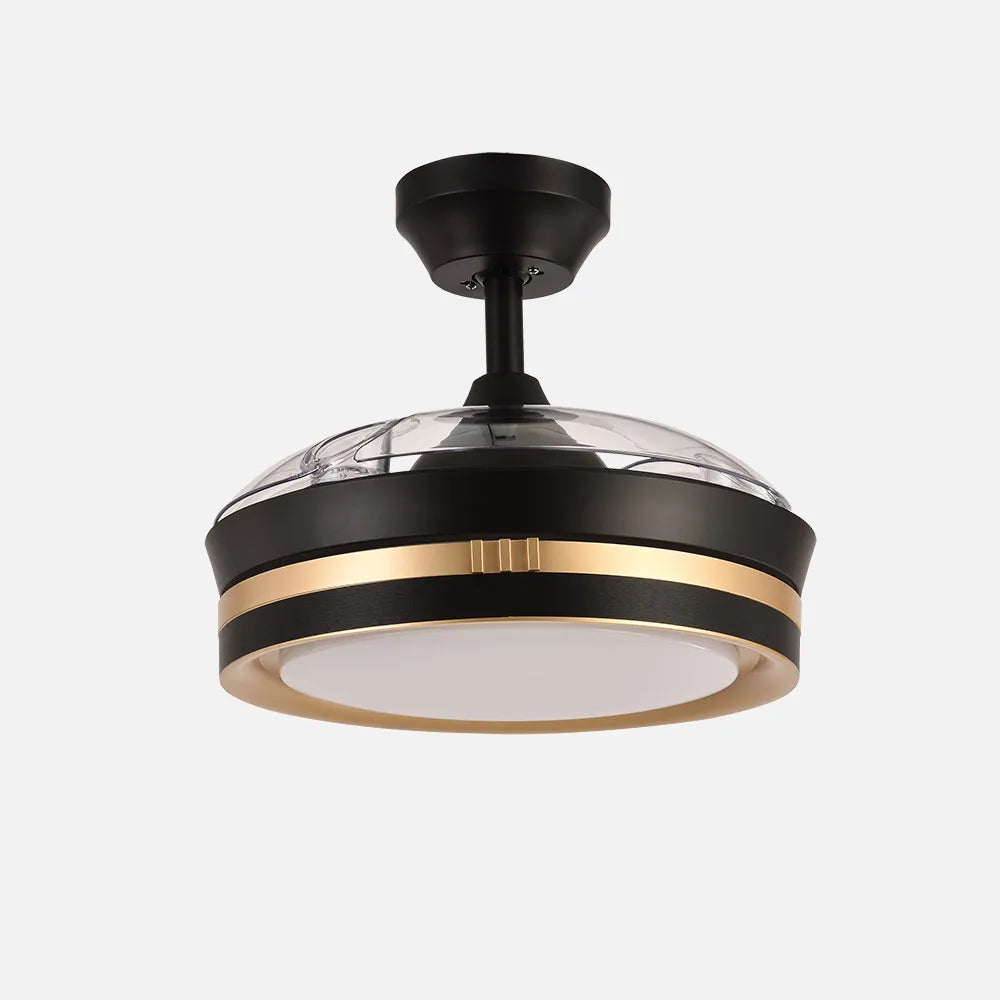 Ventilador de techo retráctil DC Viper Negro/oro 48w 3 aspas 91d 4800lm 6 velocidades 3000k,4500k,6000k, Control Remot0 + temporizador + memoria