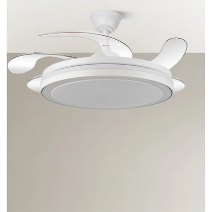 Ventilador de techo retráctil DC Esparta Maxi 80w 10255lm Blanco 132d 5 aspas 3000-4000-6000k Control Remoto+temporizador+memoria