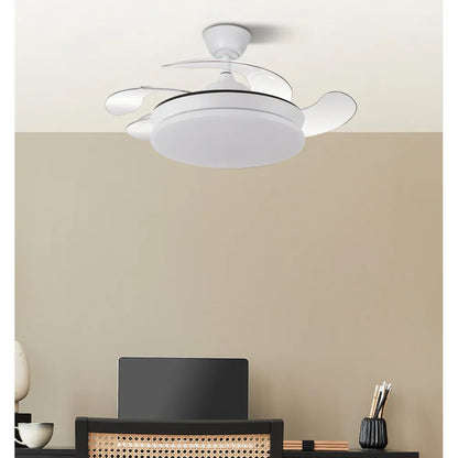 Ventilador retráctil DC Tridente Mini 59w Blanco 4 aspas 91d 6980lm Regulación de intensidad Remoto+temporizador+memoria 3000-4000-6000k