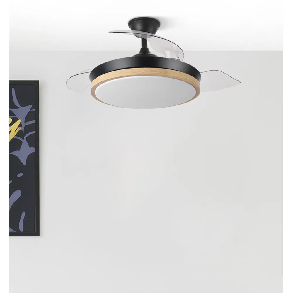 Ventilador de techo retráctil DC Evros Negro/hay 59w 6980lm 91d 3aspas 3000-4000-6000k Remoto, Regulable Intensidad, Temporizador, Memoria