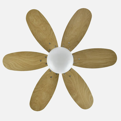 Ventilador de techo Dc Alves 2 bombillas E27 Blanco Con 6 Aspas Reversibles Blanco/haya 41x85 diámetro Control Remoto Y Temporizador