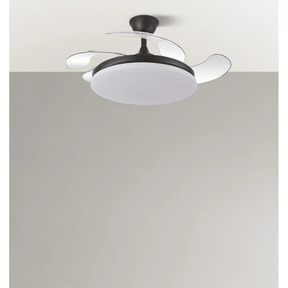 Ventilador retráctil DC Tridente 59w Negro 4aspas 107d 6980lm Regulación deintensidad Remoto+temporizador+memoria 3000-4000-6000k
