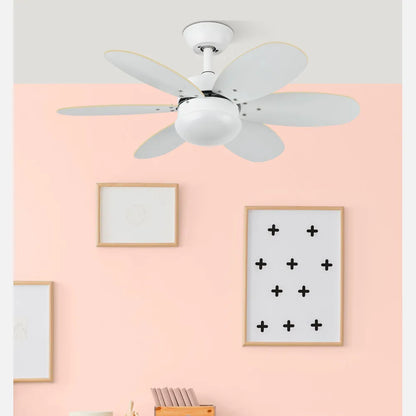 Ventilador de techo Dc Alves 2 bombillas E27 Blanco Con 6 Aspas Reversibles Blanco/haya 41x85 diámetro Control Remoto Y Temporizador