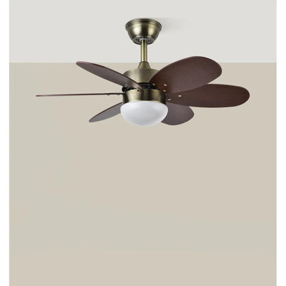 Ventilador de techo Dc Alves 2xe27 Cuero 6 Aspas Reversibles Cerezo/nogal 41x85 diámetro Control Remoto Y Temporizador