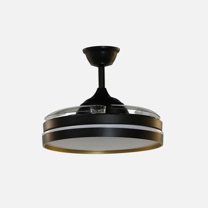 Ventilador de techo retráctil DC Mandarín Negro/oro 72w 3 aspas 108d Regulación de intensidad 7200lm 3000-4000-6500k Control Remoto + memoria + temporizador