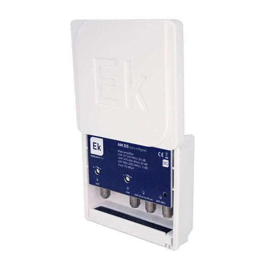 Amplificador de mastil con 3 entradas: vhf (47-230mhz) / uhf (470-694mhz) / sat (950-2200mhz). g: 20