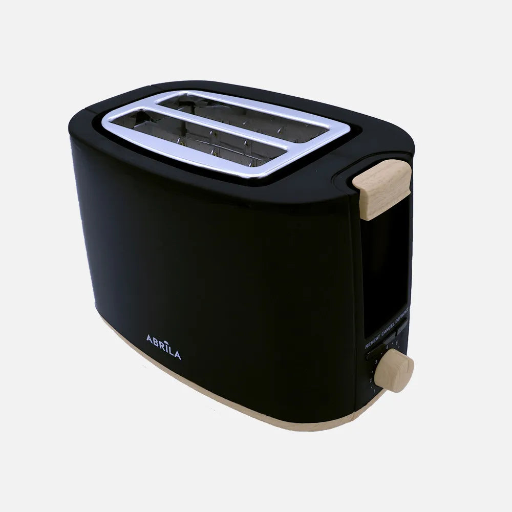 Abrila Tostador Pan Ulla 750w Negro/haya con 7 niveles de tostado, descongelación, Apagado Automático, 2ranuras, recogemigas, 17x26,5x15cm