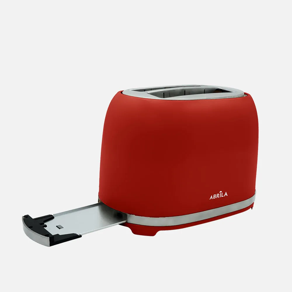 Abrila Tostador de Pan Tambre 850w Rojo con 7niveles de tostado, función Descongelación, Apagado automático, 2ranuras. recogemigas. 19x28x17cm