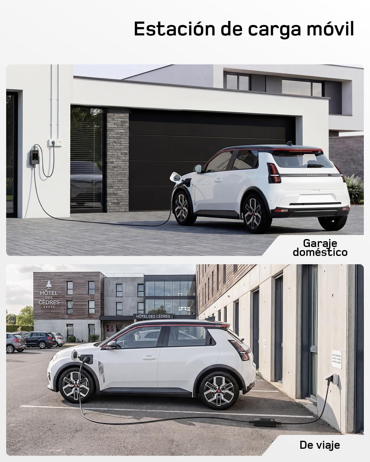 dé Cargador Coche Electrico App 3,7kW 7m, 6-16A Ajustable, Monofásico