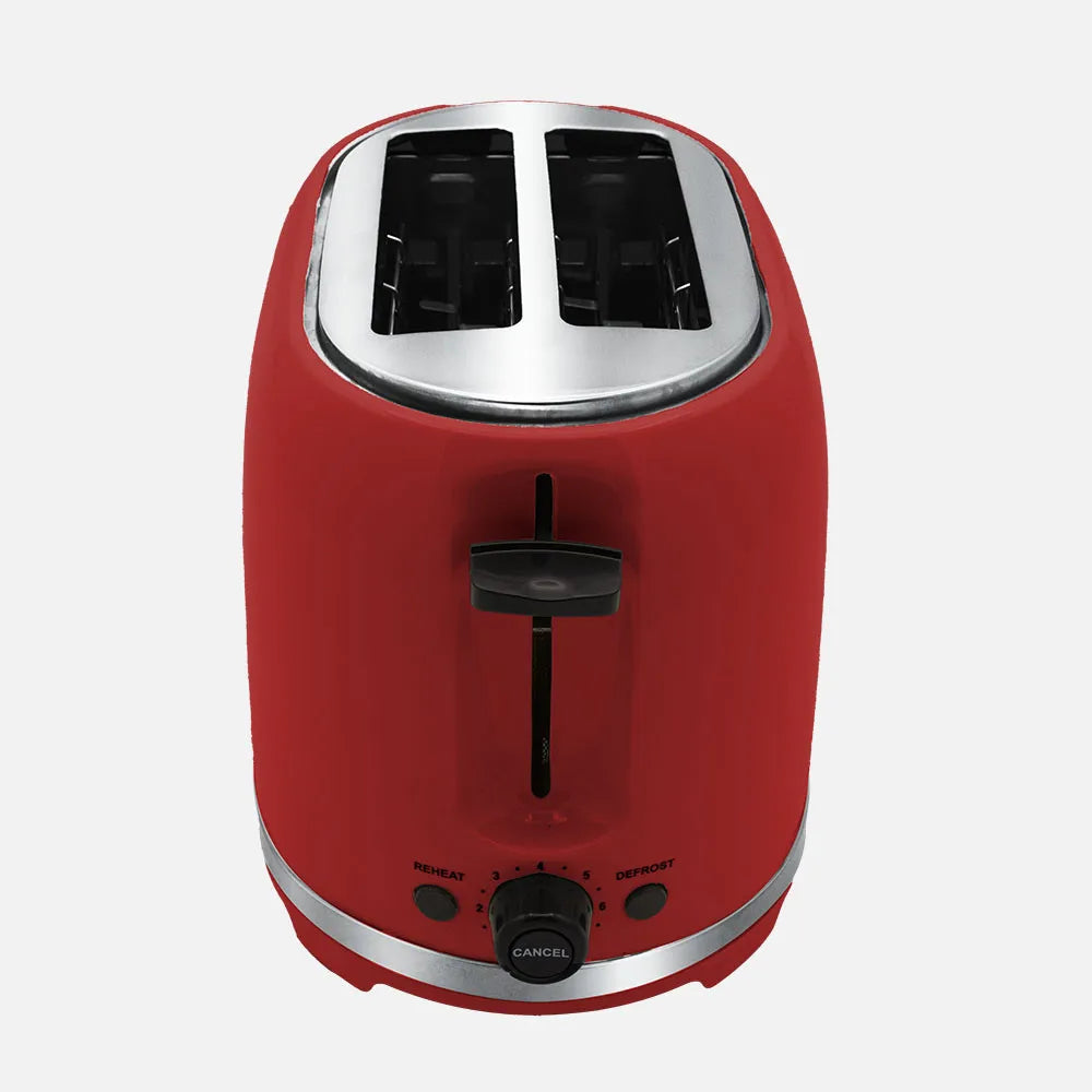 Abrila Tostador de Pan Tambre 850w Rojo con 7niveles de tostado, función Descongelación, Apagado automático, 2ranuras. recogemigas. 19x28x17cm