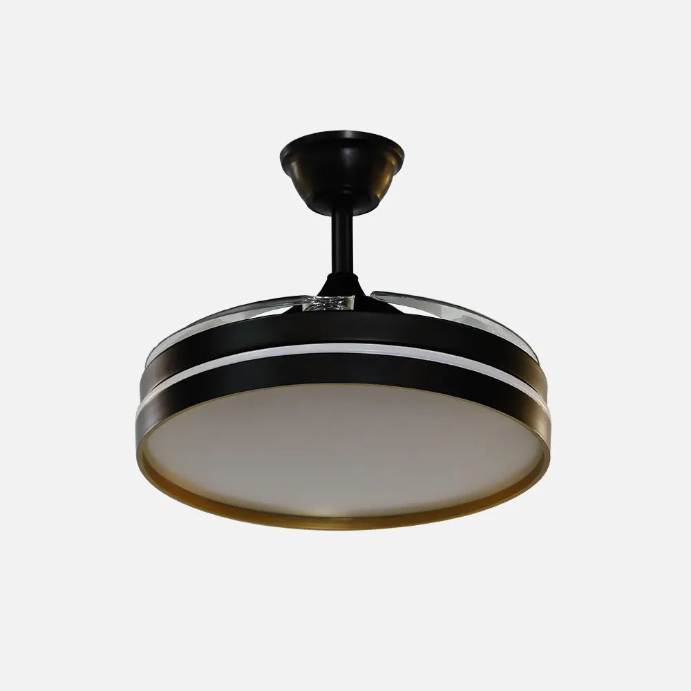 Ventilador de techo retráctil DC Mandarín Negro/oro 72w 3 aspas 108d Regulación de intensidad 7200lm 3000-4000-6500k Control Remoto + memoria + temporizador