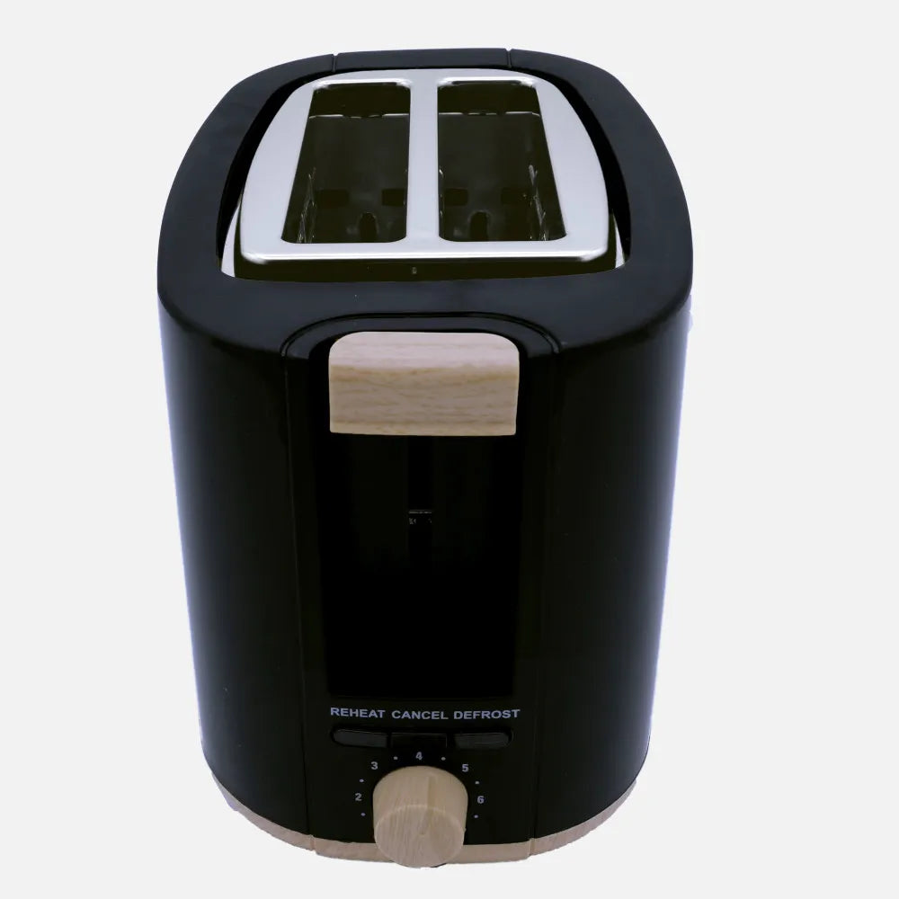 Abrila Tostador Pan Ulla 750w Negro/haya con 7 niveles de tostado, descongelación, Apagado Automático, 2ranuras, recogemigas, 17x26,5x15cm