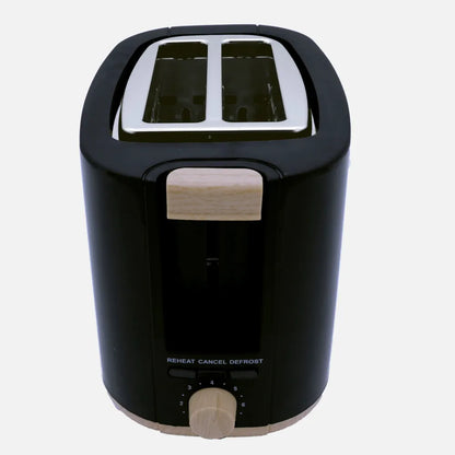 Abrila Tostador Pan Ulla 750w Negro/haya con 7 niveles de tostado, descongelación, Apagado Automático, 2ranuras, recogemigas, 17x26,5x15cm