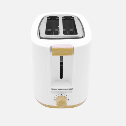 Abrila Tostador Pan Ulla 750w Blanco/haya con 7 niveles de tostado, descongelación, Apagado Automático, 2ranuras, recogemigas, 17x26,5x15cm