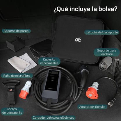 dé Mobile Wallbox 11kW con App, Cable de Carga Tipo 2 7 m, trifásico 6–16 A, Cargador para Coche eléctrico CEE 16A 400V con Potencia Ajustable, para ID.3/4/5/7, iX1, Model 3/Y y Otros EV/PHEV