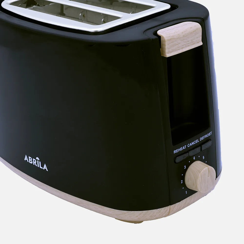 Abrila Tostador Pan Ulla 750w Negro/haya con 7 niveles de tostado, descongelación, Apagado Automático, 2ranuras, recogemigas, 17x26,5x15cm