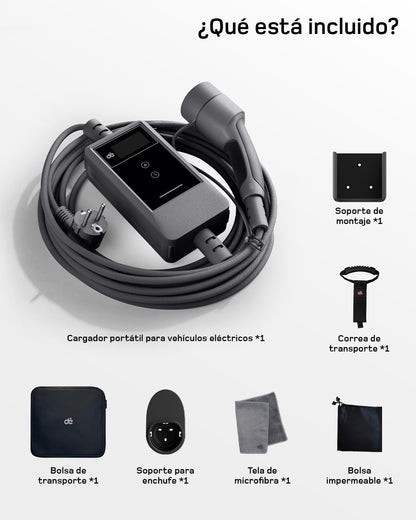 dé Cargador Coche Electrico App 3,7kW 7m, 6-16A Ajustable, Monofásico