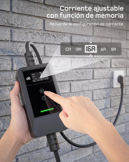 dé Cargador Coche Electrico App 3,7kW 7m, 6-16A Ajustable, Monofásico
